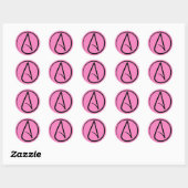 Sticker Rond Symbole athée : noir sur rose clair (Feuille)