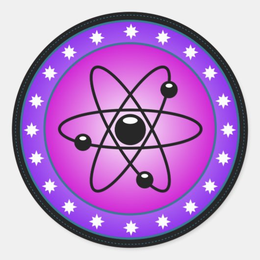 Sticker Rond Symbole atomique sur un arrière - plan rose (Devant)