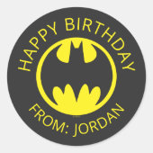 Sticker Rond Symbole Batman | Bat Circle Logo | Joyeux annivers (Devant)