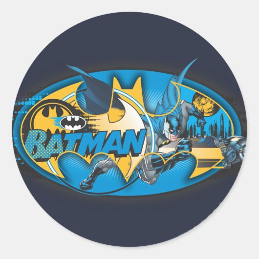 Sticker Rond Symbole Batman | Logo Classic Collage (Devant)