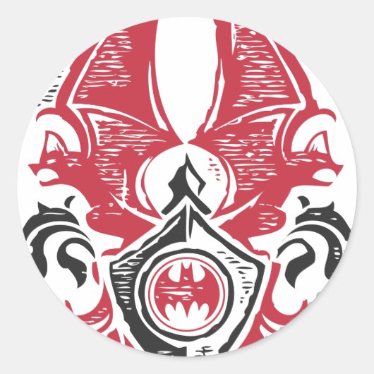 Sticker Rond Symbole Batman | Logo de la crête de chaume noire  (Devant)