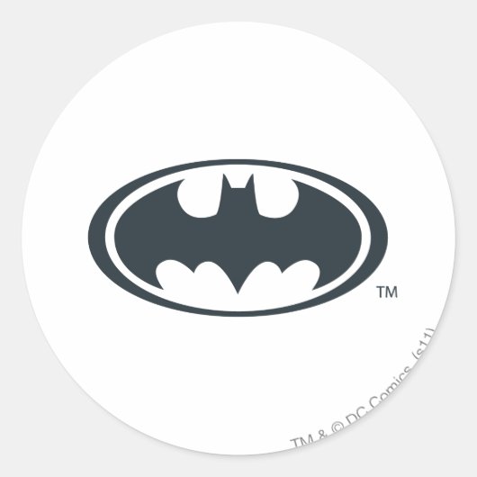 Sticker Rond Symbole Batman | Logo noir et blanc (Devant)