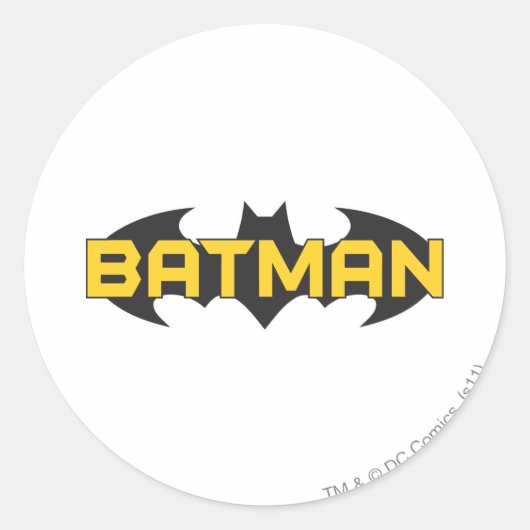 Sticker Rond Symbole Batman | Nom Logo jaune et noir (Devant)
