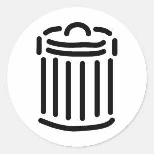 Sticker Rond Symbole Black Trash Can