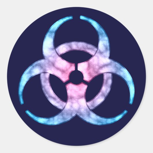 Sticker Rond Symbole bleu de risque biologique (Devant)