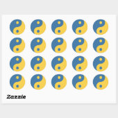 Sticker Rond Symbole bleu et jaune et Yang Design Python (Feuille)