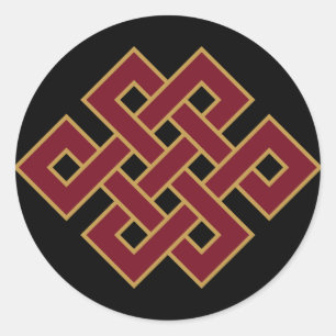 Sticker Rond Symbole bouddhiste du nœud sans fin