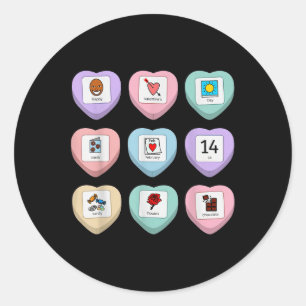 Sticker Rond Symbole Candy Heart Pcs Enseignant d'éducation spé
