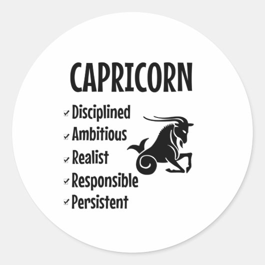 Sticker Rond Symbole Capricorne (Devant)