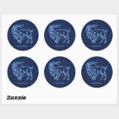Sticker Rond Symbole Capricorne Constellation et Zodiaque avec  (Feuille)