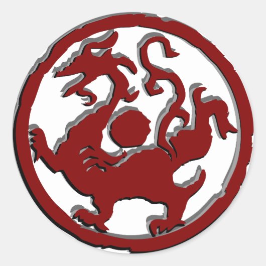 Sticker Rond Symbole chinois antique : Dragon (Devant)