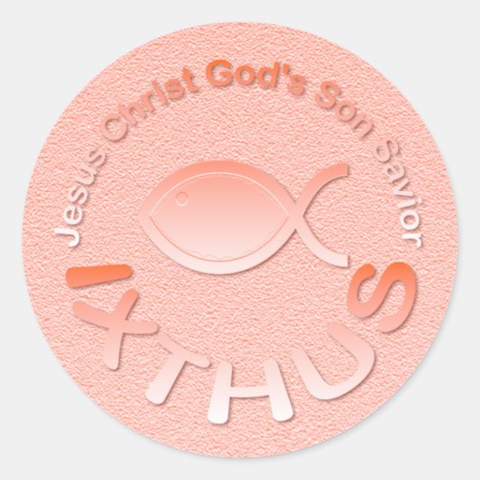 Sticker Rond Symbole chrétien de poissons d'IXTHUS - CUIVRE (Devant)