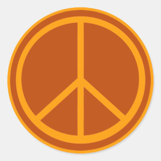 Sticker Rond Symbole classique de paix orange brûlée
