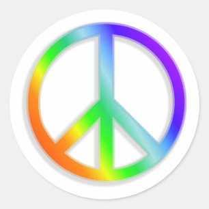 Sticker Rond Symbole CND Peace en couleur arc-en-ciel
