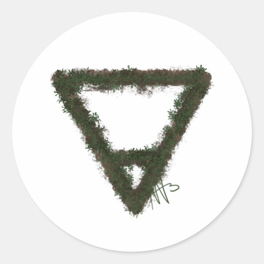 Sticker Rond Symbole d'alchimie de l'élément rocheux de la Terr (Devant)