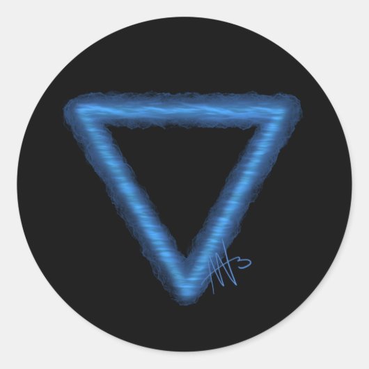 Sticker Rond Symbole d'alchimie des éléments d'eau ondulée (Devant)