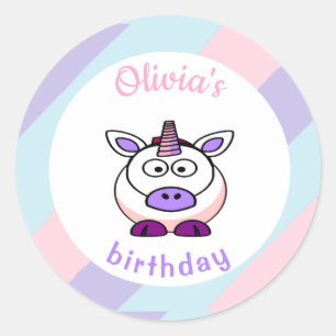 Sticker Rond Symbole d'anniversaire de la licorne personnalisée