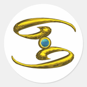 Sticker Rond Symbole d'anniversaire du CANCER Gold Zodiac
