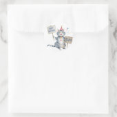 Sticker Rond Symbole d'anniversaire du chat gris - Anniversaire (Sac)