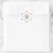 Sticker Rond Symbole d'atome athée arc-en-ciel noir (Sac)