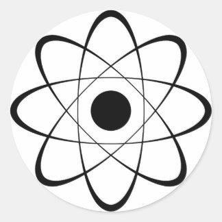 Sticker Rond Symbole d'atome stylisé