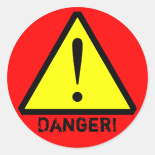 Sticker Rond Symbole d'avertissement personnalisé jaune, rouge