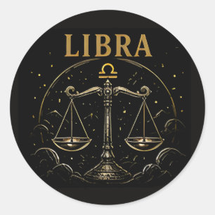 Sticker Rond Symbole de Balance de la Vierge Moderne Astrologie