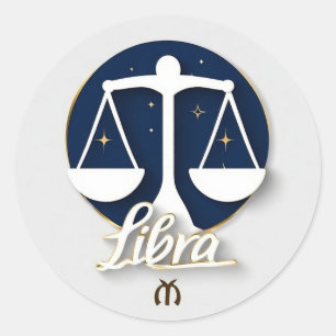 Sticker Rond ⚖️ Symbole de Balance du Zodiaque Libra Minimalist