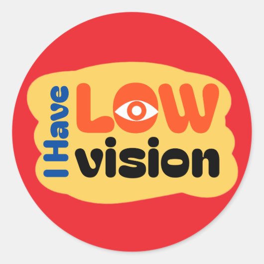 Sticker Rond Symbole de basse vision - Rouge (Devant)