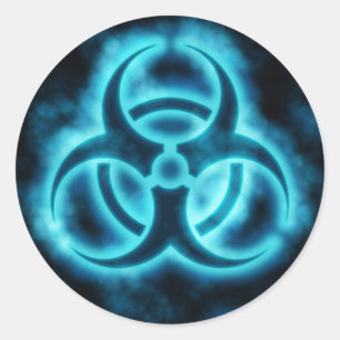 Sticker Rond Symbole de bioaléa bleu électrique