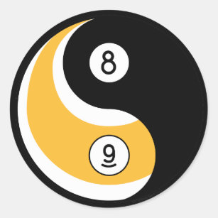 Sticker Rond Symbole de boule de la boule 9 de Yin Yang 8 - jeu