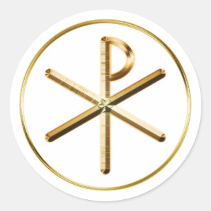 Sticker Rond Symbole de Chi-Rho d'or