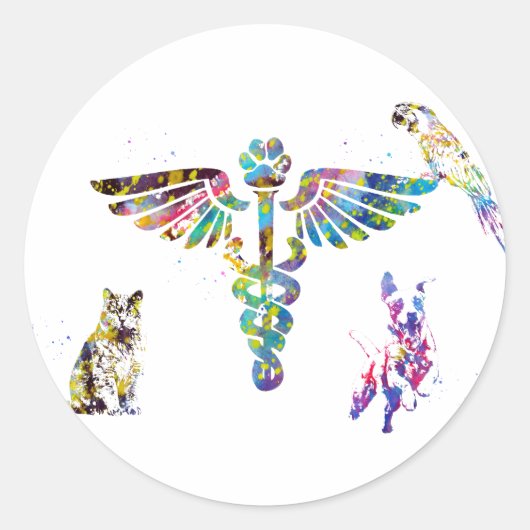 Sticker Rond Symbole de clinique vétérinaire (Devant)