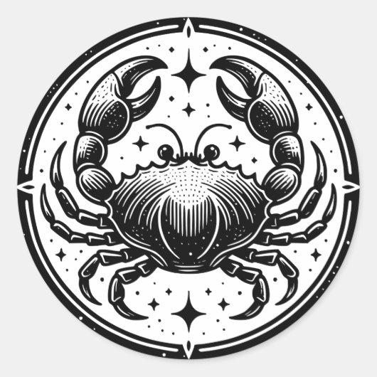 Sticker Rond Symbole de crabe du symbole Horoscope (Devant)
