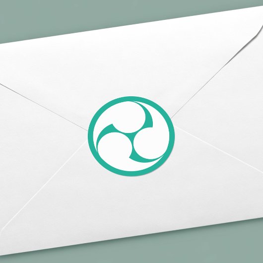 Sticker Rond Symbole de crête Mitsudomoe bleu et blanc