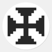 Sticker Rond Symbole de croix noire en art pixelisé (Devant)