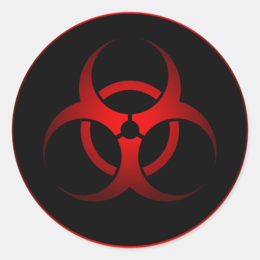 Sticker Rond Symbole de danger biochimique cool rouge et noir (Devant)