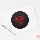 Sticker Rond Symbole de danger biochimique cool rouge et noir (Enveloppe)