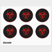 Sticker Rond Symbole de danger biochimique cool rouge et noir (Feuille)