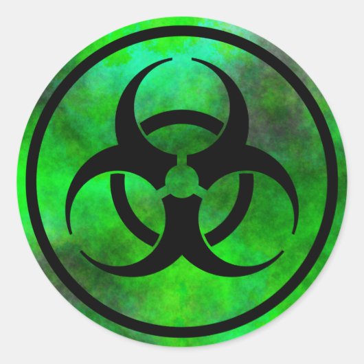 Sticker Rond Symbole de danger biologique du brouillard vert (Devant)