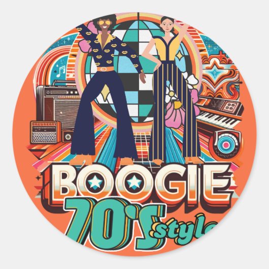 Sticker Rond Symbole de danse Boogie Retro Disco (Devant)