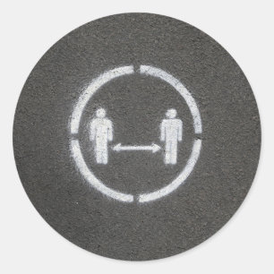 Sticker Rond Symbole de distance sociale