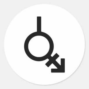 Sticker Rond Symbole de genre bigender androgyne et neutrois
