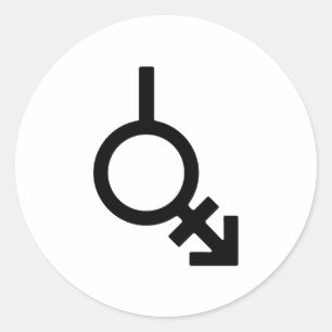Sticker Rond Symbole de genre bigender androgyne et neutrois