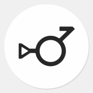 Sticker Rond Symbole de genre du troisième genre bigender