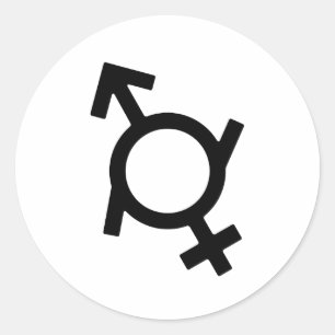 Sticker Rond Symbole de genre féminin et masculin genderfluid