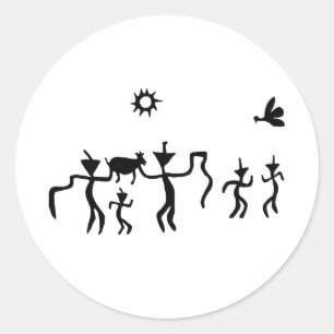 Sticker Rond symbole de géoglyphe idol antique petroglyphe amer