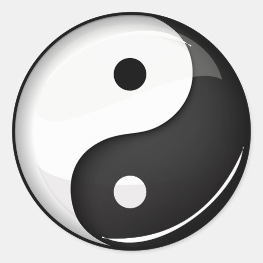 Sticker Rond Symbole de Glossy Round Yin Yang (Devant)