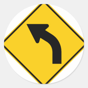 Sticker Rond Symbole de la courbe gauche en amont de la route