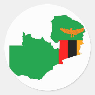 Sticker Rond symbole de la forme du drapeau du pays de la zambi